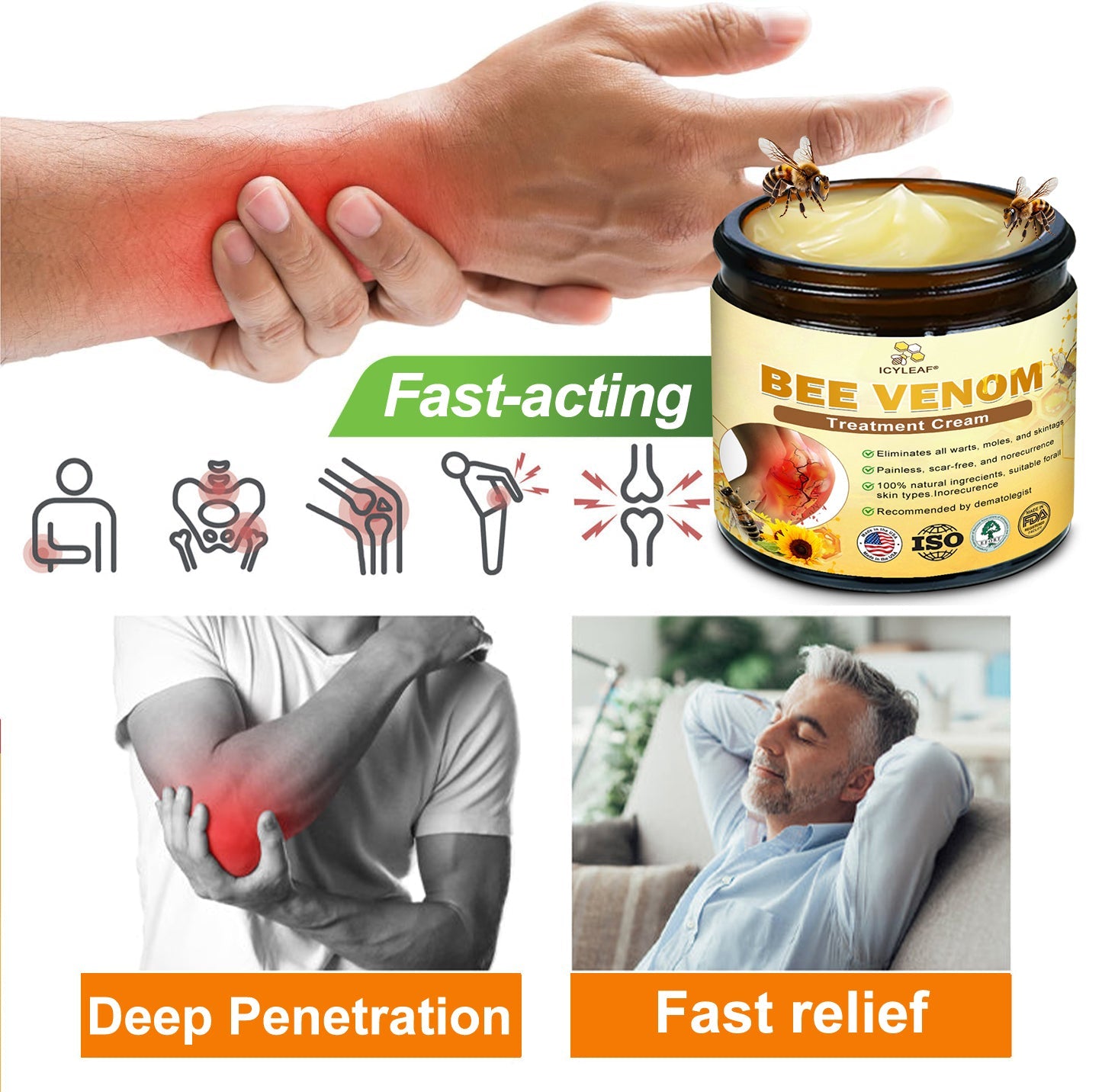 ICYLEAF@ Bee Venom Pain-Relief Bone Healing Cream 🎊🎊(Specially for older adults)