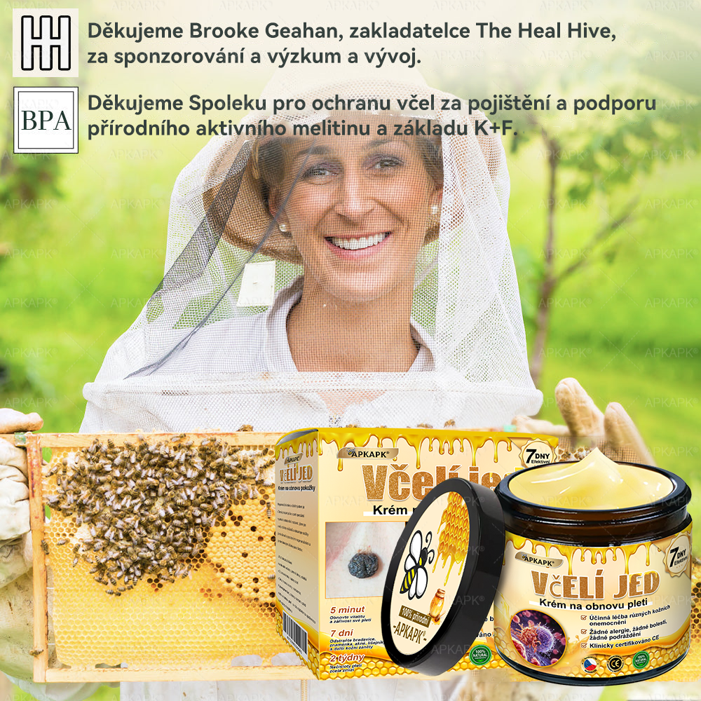 Dermatologicky a klinicky testováno🎁🐝APKAPK®Bee Venom Krém na obnovení pleti🐝 pomáhá při léčbě kožních problémů, jako jsou: vrásky, jizvy, pigmentové skvrny, strie, akné, psoriáza, ekzém, kožní změny, podráždění, záněty a další kožní problémy.